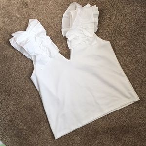 Zara top with ruffled shoulders